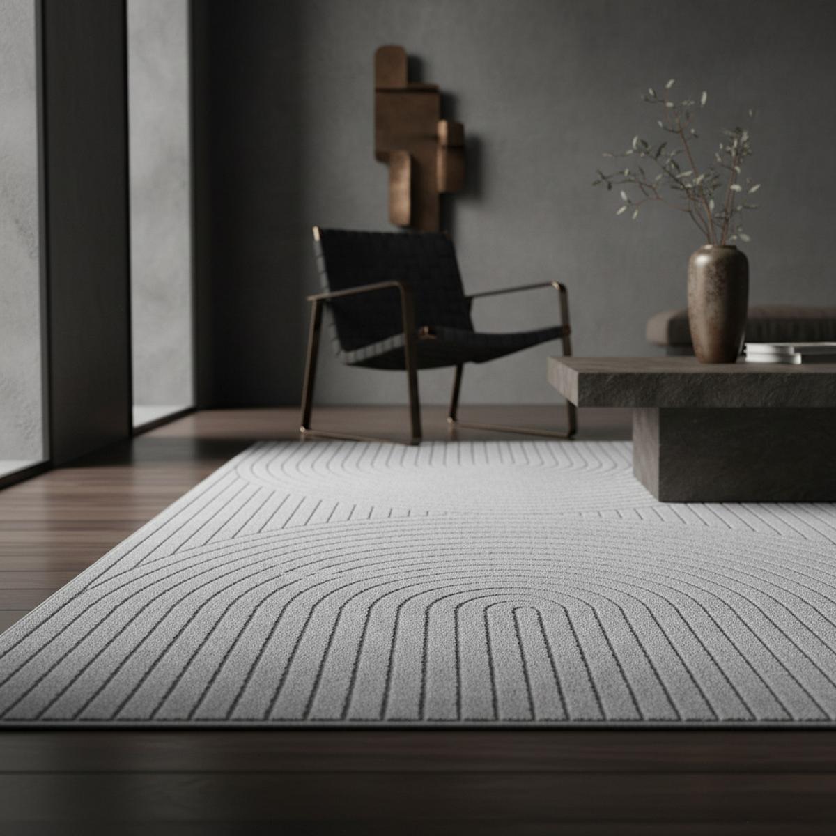 TEPPICH Outdoor ENGADIN in Silber, im Skandi-Stil mit 3D-Design, 200 x 290 cm - Silberfarben, Textil (290/200cm) - KADIMA DESIGN