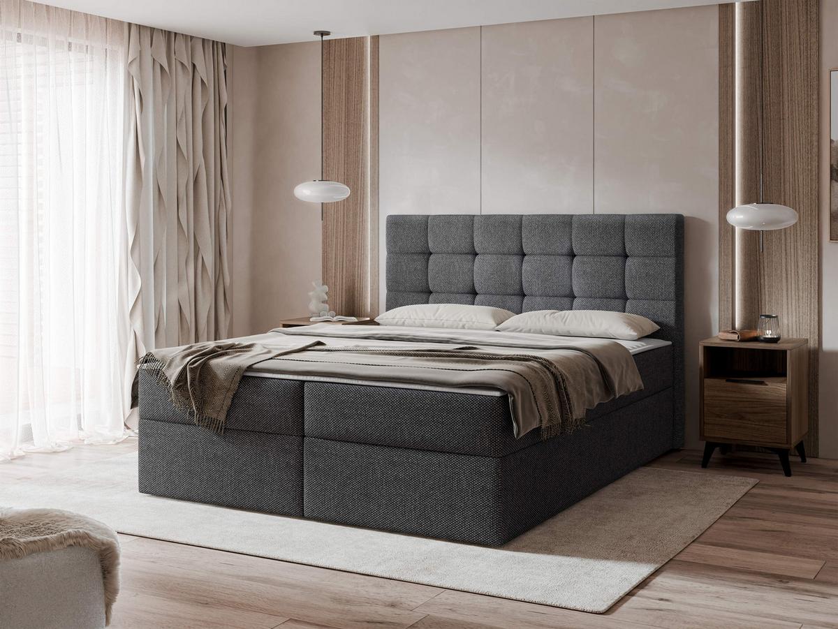 BOXBETT Luanda - H3 - Dunkelgrau, Holzwerkstoff/Textil (160/200cm) - MIRJAN24