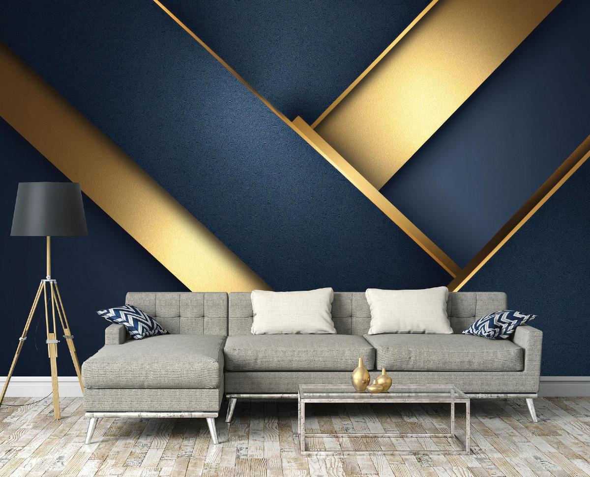 FOTOTAPETE Abstrakt Geometrisch Blau 250x175 cm - Multicolor, Papier (250/175cm) - Wallarena
