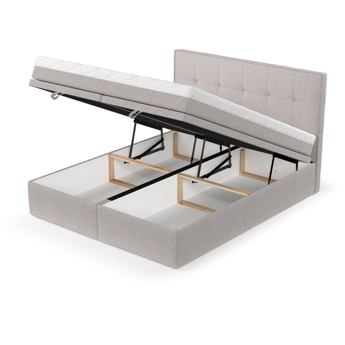 BOXBETT Arivo 180/200 cm Beige im Riva Stoff - Beige/Schwarz, Holz/Holzwerkstoff (180/200cm) - AltaBeds