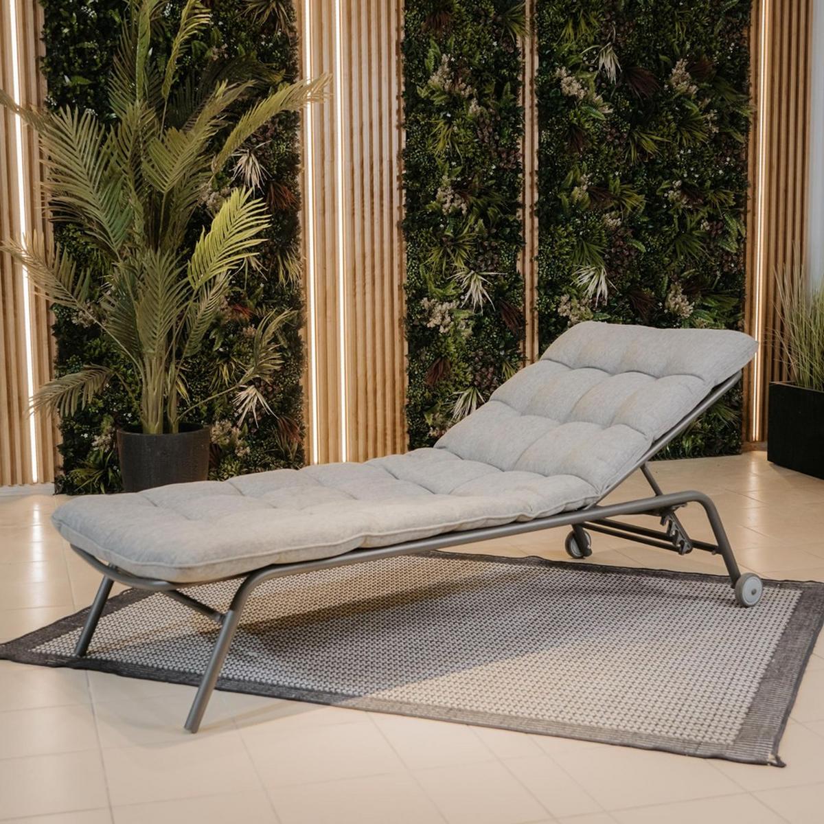 GARTENLIEGE VIBE mit Rollen - Schwarz/Grau, Holzwerkstoff (65/22/181cm) - RAUMHIRSCH FURNITURE