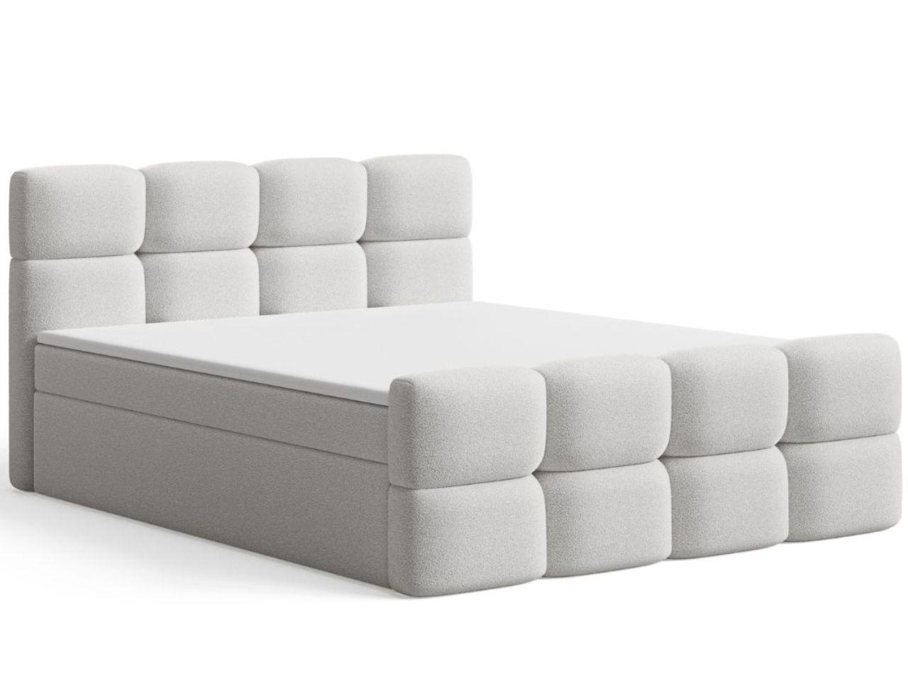 BOXBETT Rivon 160x200 Bouclé-Stoff Hellgrau - Hellgrau, Holz/Textil (160/200cm) - Graingold