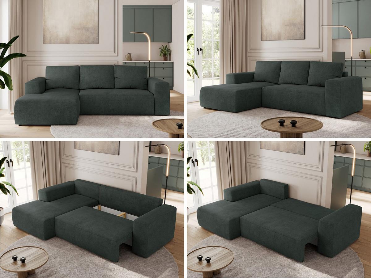 ECKSOFA TRENTINO L Dunkelgrau Stukture - Links - Dunkelgrau/Schwarz, Kunststoff/Textil (266/164cm) - MKS