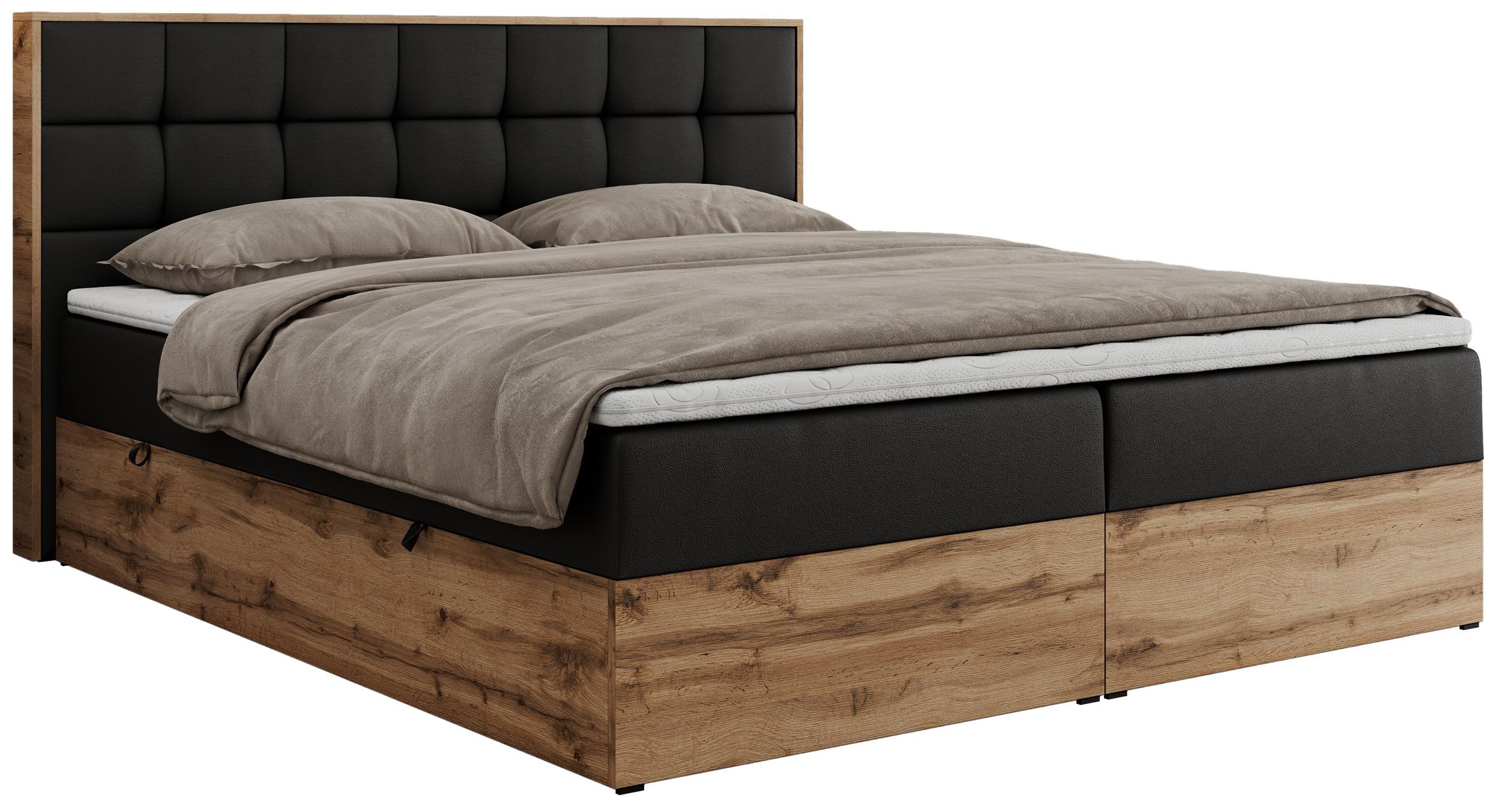 BOXBETT ALBERO 1 - 160/200 Schwarz Kunstleder - H4 - Schwarz, Holz/Textil (160/200cm) - MKS