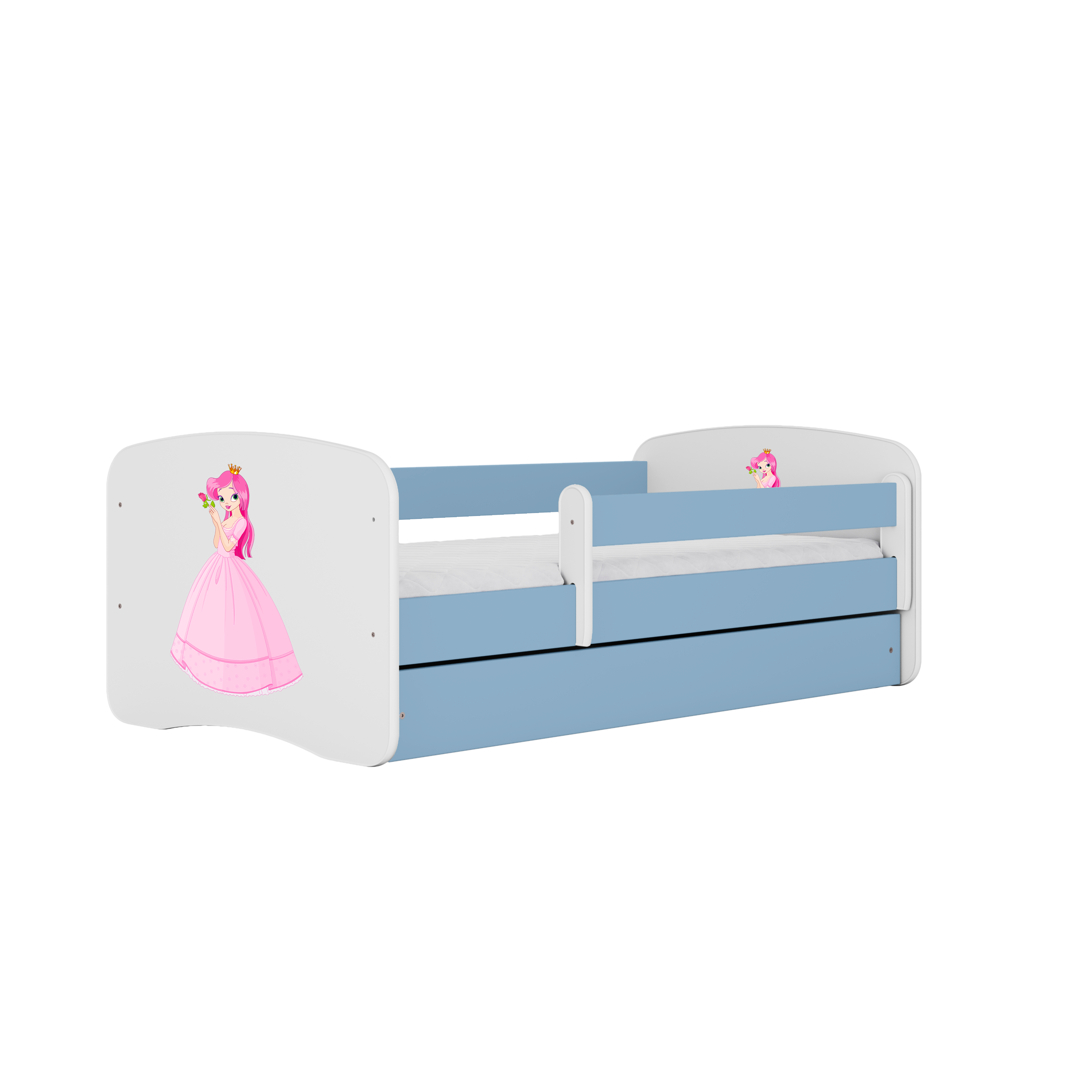 KINDERBETT Prinzessin mit Schublade und Matratze 180/80 - Blau, Holzwerkstoff (80/180cm) - RAUMHIRSCH FURNITURE