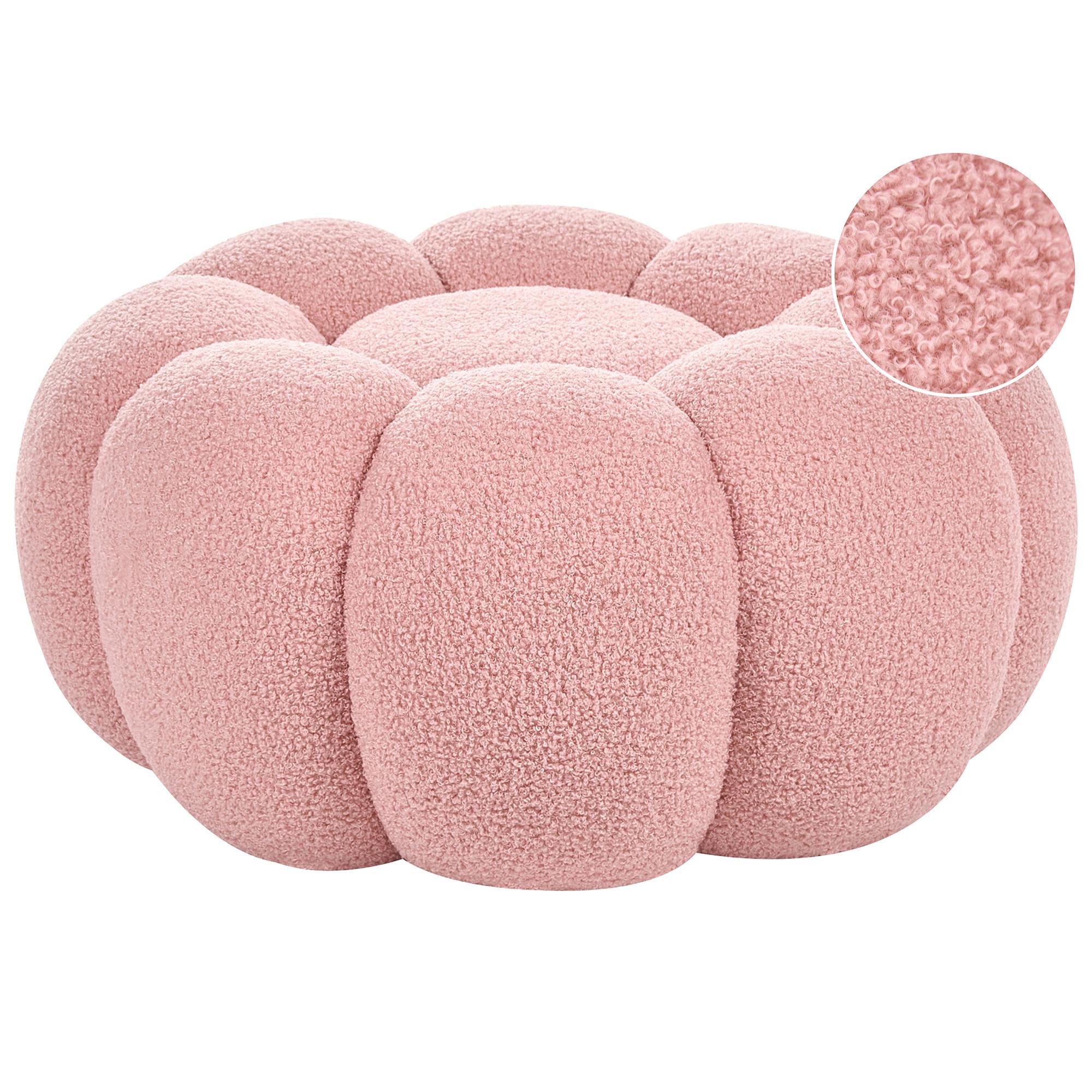 POUF Bouclé Rosa Beaufort - Pink, Textil (60/27/60cm) - Beliani