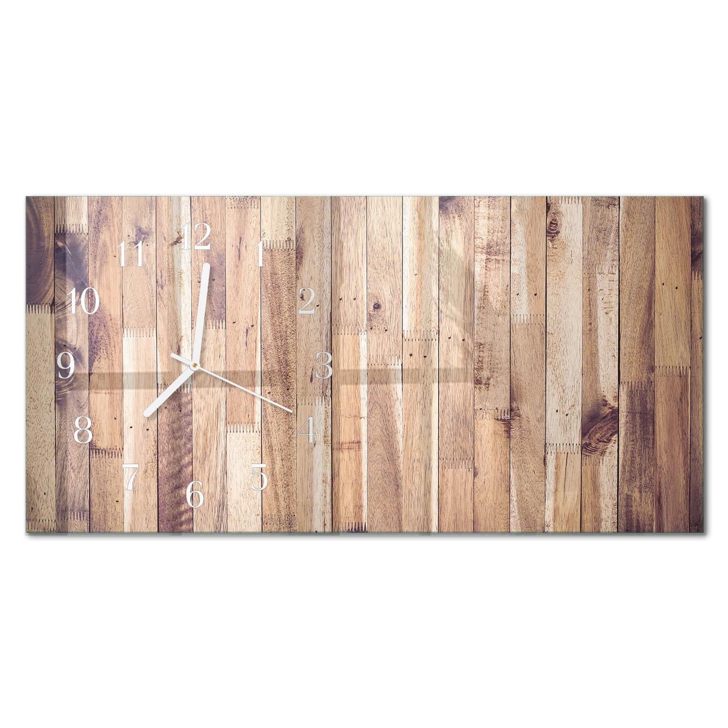 WANDUHR aus Glas 60x30 cm - Holzbretter - Braun, Glas (60/30/0.4cm) - TULUP