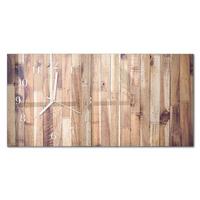 WANDUHR aus Glas 60x30 cm - Holzbretter - Braun, Glas (60/30/0.4cm) - TULUP