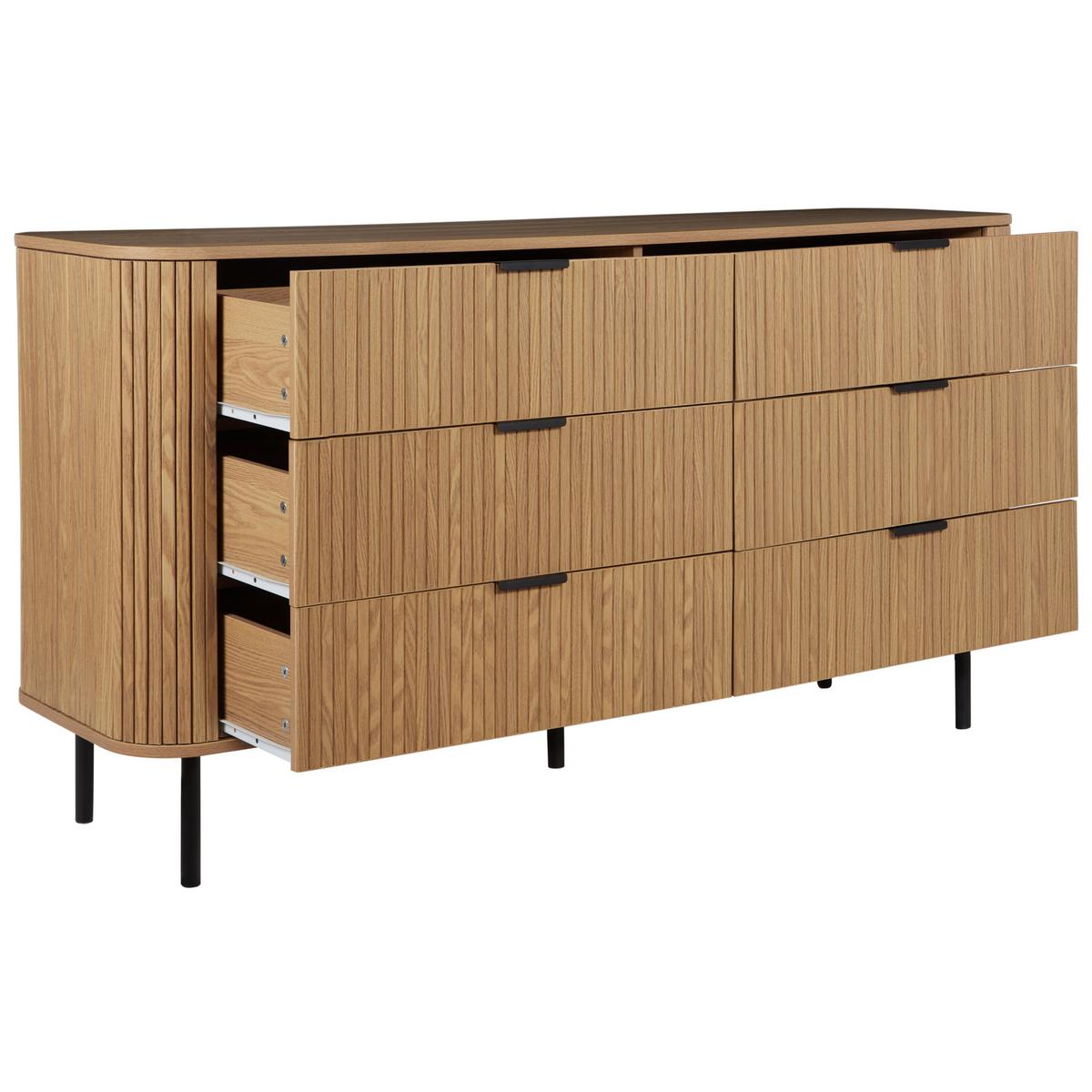 KOMMODE mit 6 Schubladen Braun Bradley - Schwarz/Braun, Holzwerkstoff (153/81/47cm) - Beliani