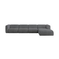 ECKSOFA Ottomane Rechts MIRA-L3 409x179x70 Dunkelgrau Cord - Dunkelgrau/Graphitfarben, Holzwerkstoff/Kunststoff (409/179cm) - ALTDECOR