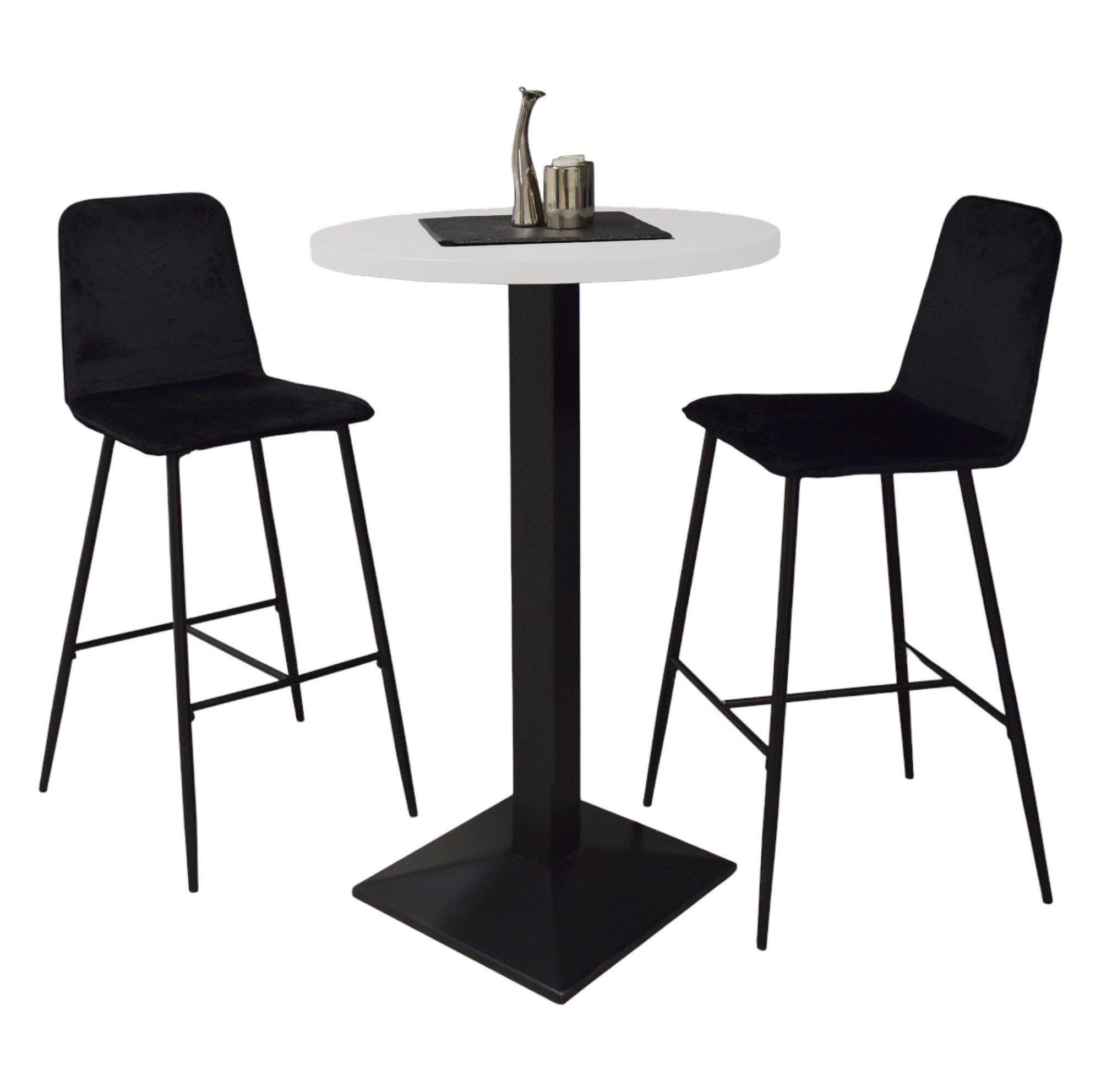 TRESENTISCH rund Eleanore 70 cm schwarz matt/weiß matt lack - Weiß, Metall (70/70/106cm) - 58aufmkessel