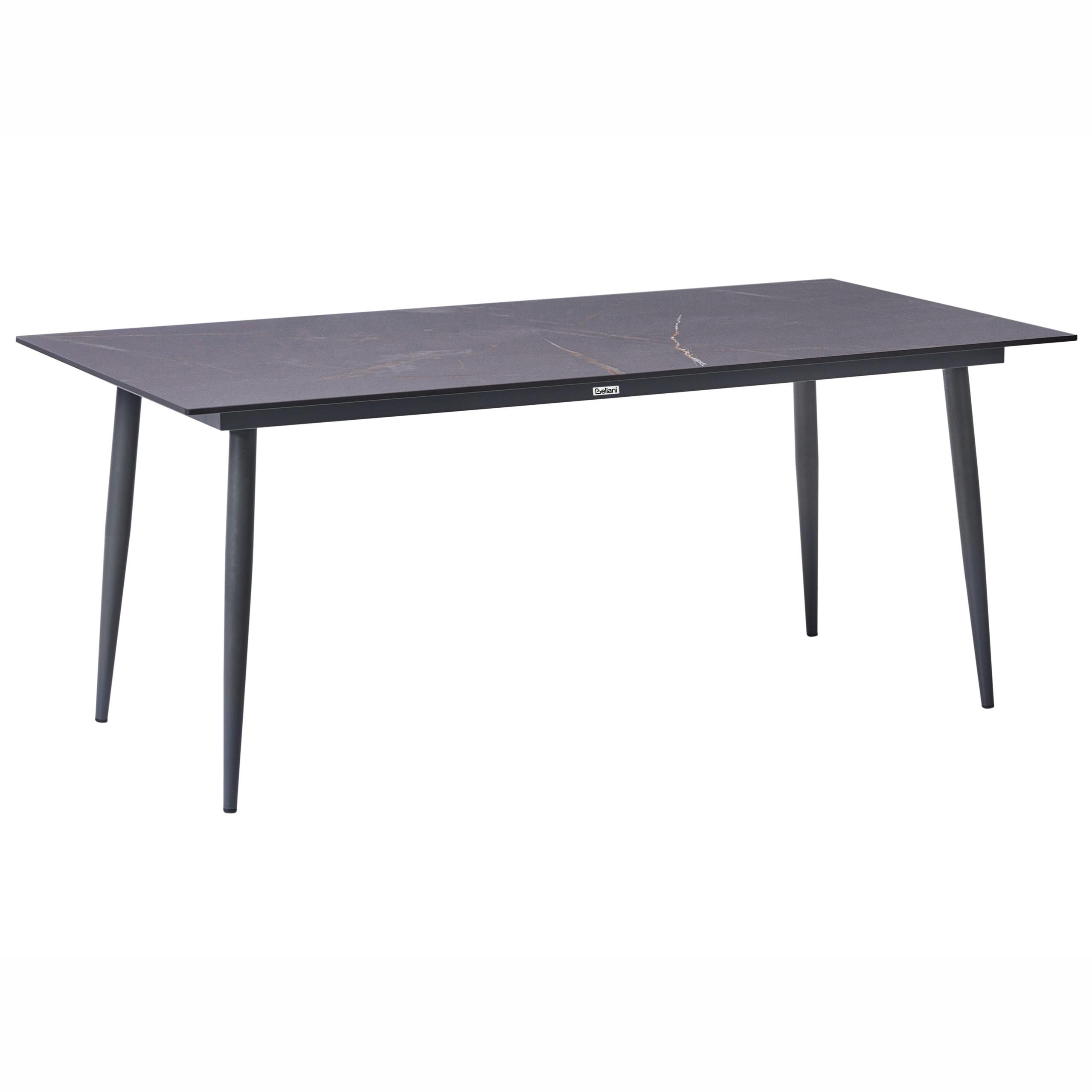 KONFERENZTISCH 90/180 cm Grauer Marmor Tolentino - Dunkelgrau, Kunststoff (180/90/75cm) - Beliani