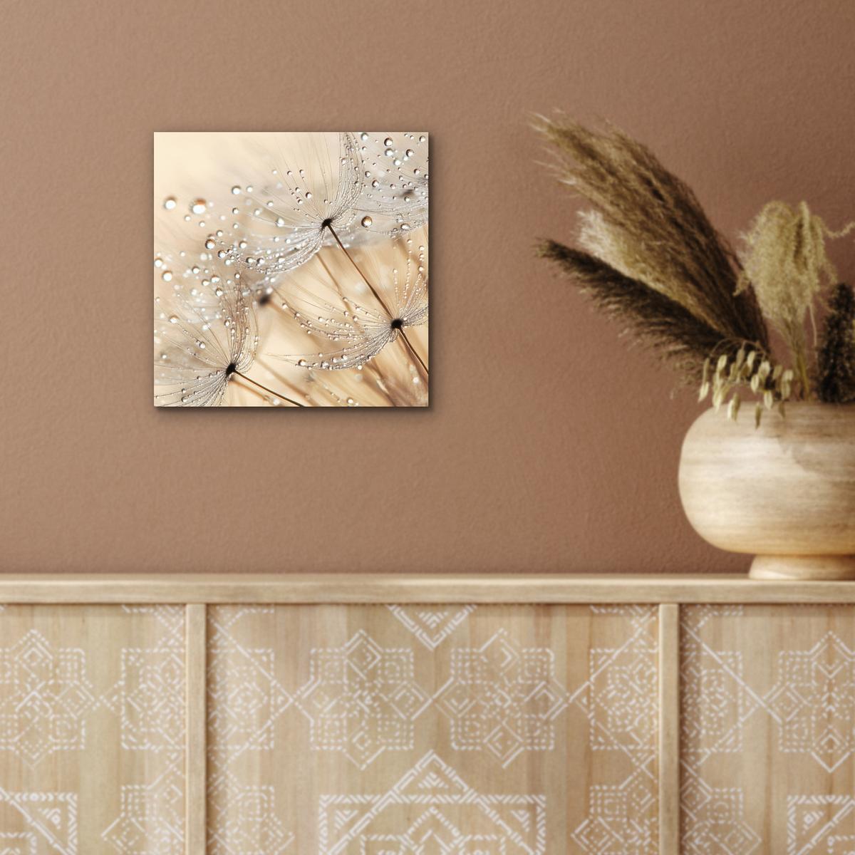 METALLBILD Löwenzahn - Abstrakt - Natur - Beige 20x20 cm - Braun, Metall (20/20cm) - MuchoWow