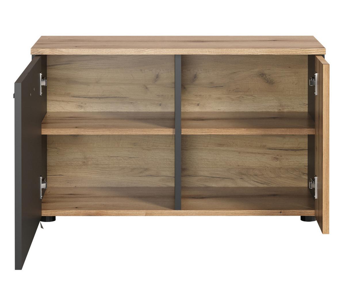 GARDEROBENBANK grau, Evoke Eiche 80 cm, Schuhbank mit 4 Fächern - Eichefarben/Anthrazit, Holzwerkstoff/Kunststoff (80/48/36cm) - Top.Furn