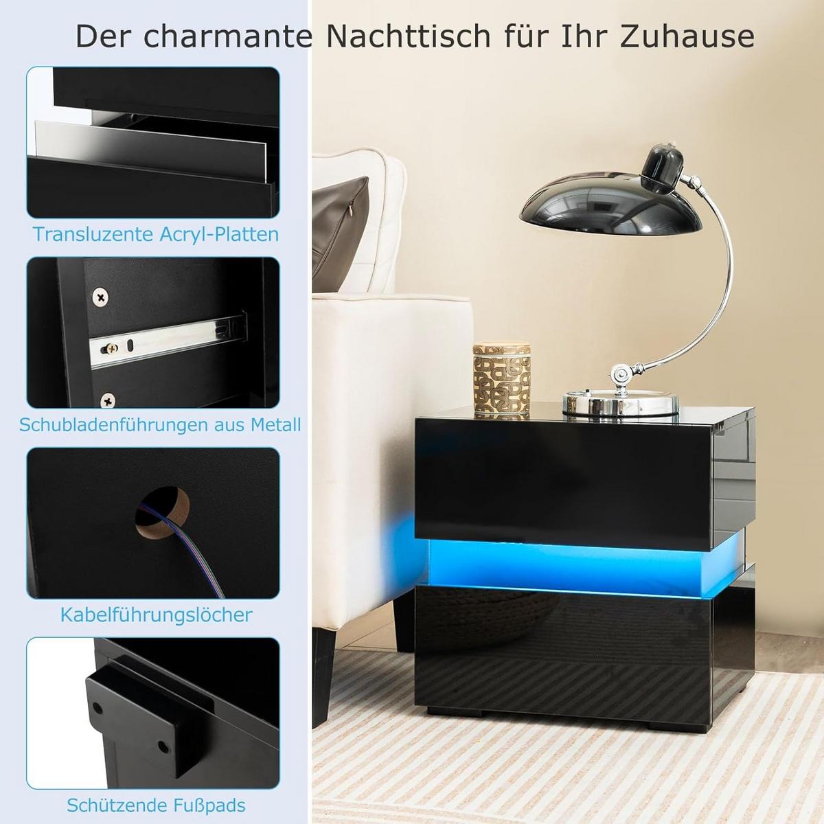 BEISTELLTISCH Schwarz(2er-Set) - Schwarz, Holzwerkstoff (35/45/45cm) - COSTWAY