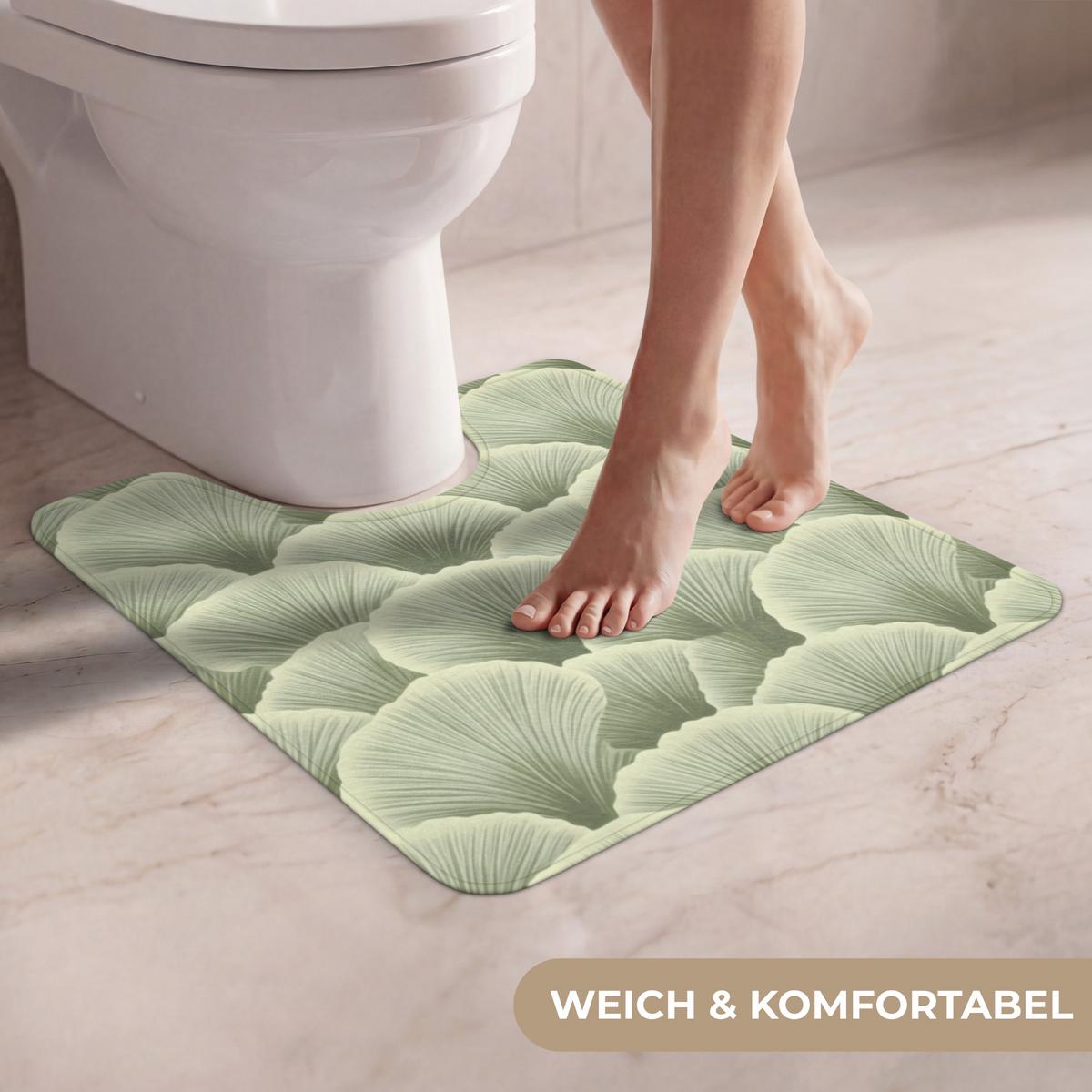 WC-VORLEGER Fächer - Blatt - Grün Toilettenvorleger 55x60 cm - Pastellgrün, Textil (55/1cm) - OnlyWow