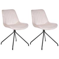 ESSZIMMERSTUHL 2er-Set Samtstoff Beige Navasota - Beige, Textil/Metall (47/83/62cm) - Beliani