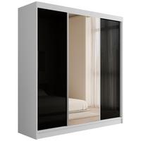 KLEIDERSCHRANK mit Spiegel V2-VITA 215x200 cm - Weiß|Schwarz - Schwarz/Weiß, Holzwerkstoff (200/215/61cm) - ALTDECOR