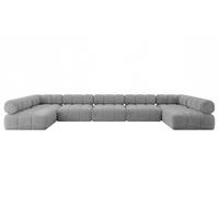 WOHNLANDSCHAFT modulares Sofa Garvo-U3 - 475x190x70 cm Hellgrau Velours - Hellgrau/Grau, Holzwerkstoff/Textil (475/70/190cm) - ALTDECOR