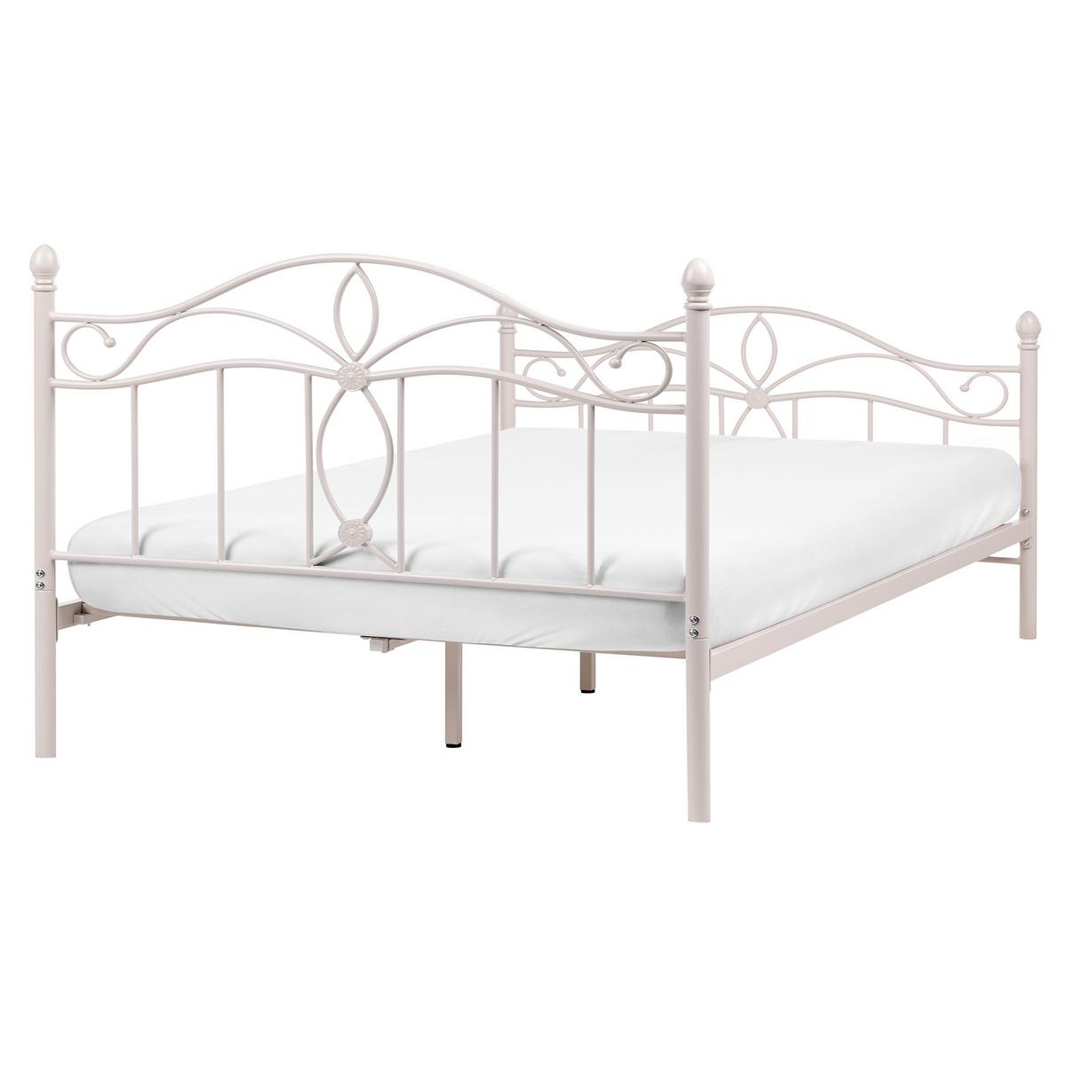 BETT mit Lattenrost 160/200 Stahl Hellbeige Antlia - Beige, Metall (160/200cm) - Beliani