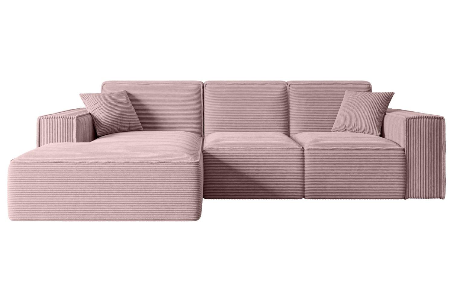 ECKSOFA Ottomane Links SERRA-L - 266x169x80 cm Rosa Cord - Schwarz/Rosa, Holzwerkstoff/Kunststoff (165/266cm) - ALTDECOR