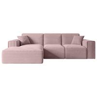ECKSOFA Ottomane Links SERRA-L - 266x169x80 cm Rosa Cord - Schwarz/Rosa, Holzwerkstoff/Kunststoff (165/266cm) - ALTDECOR
