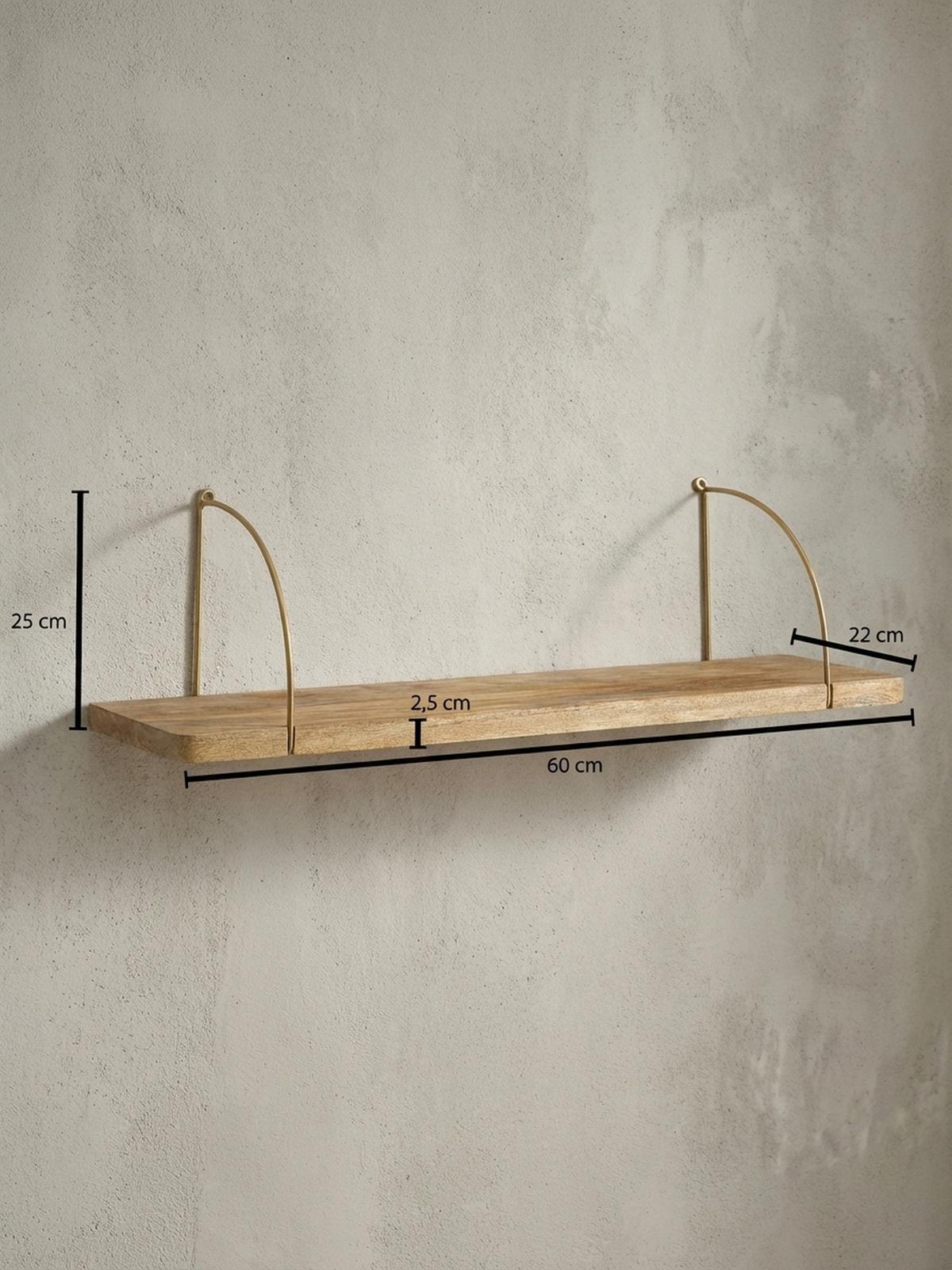 WANDREGAL TEVERE Mango Massivholz Eisen Industrial, Beige 60x22x25 cm - Beige, Holz/Metall (60/25/22cm) - KADIMA DESIGN