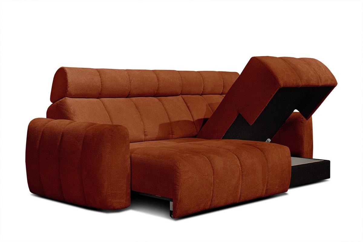 ECKSOFA KIMI 3-Sitzer, ausziehbarer Sitz, verstellbare Kopfstützen, rot - Rot/Schwarz, Holzwerkstoff/Textil (270/160cm) - Wozimo