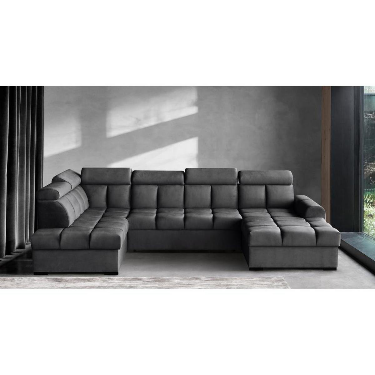 WOHNLANDSCHAFT Gomez U mit Schlaffunktion schwarz links - Schwarz, Textil (330/102/195cm) - Beautysofa