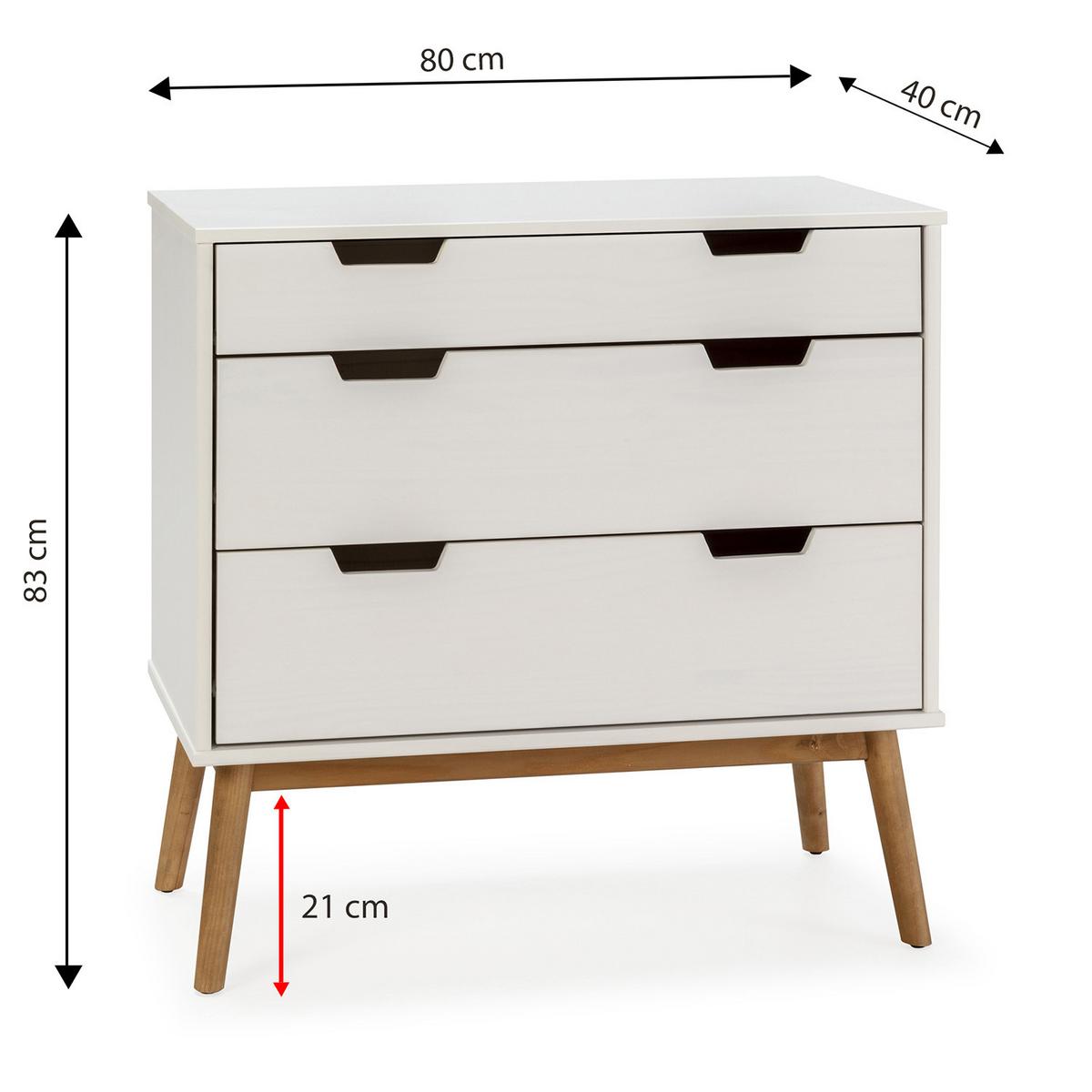 KOMMODE 80/83/40 Baku Weiß - Weiß, Holz (80/83/40cm)