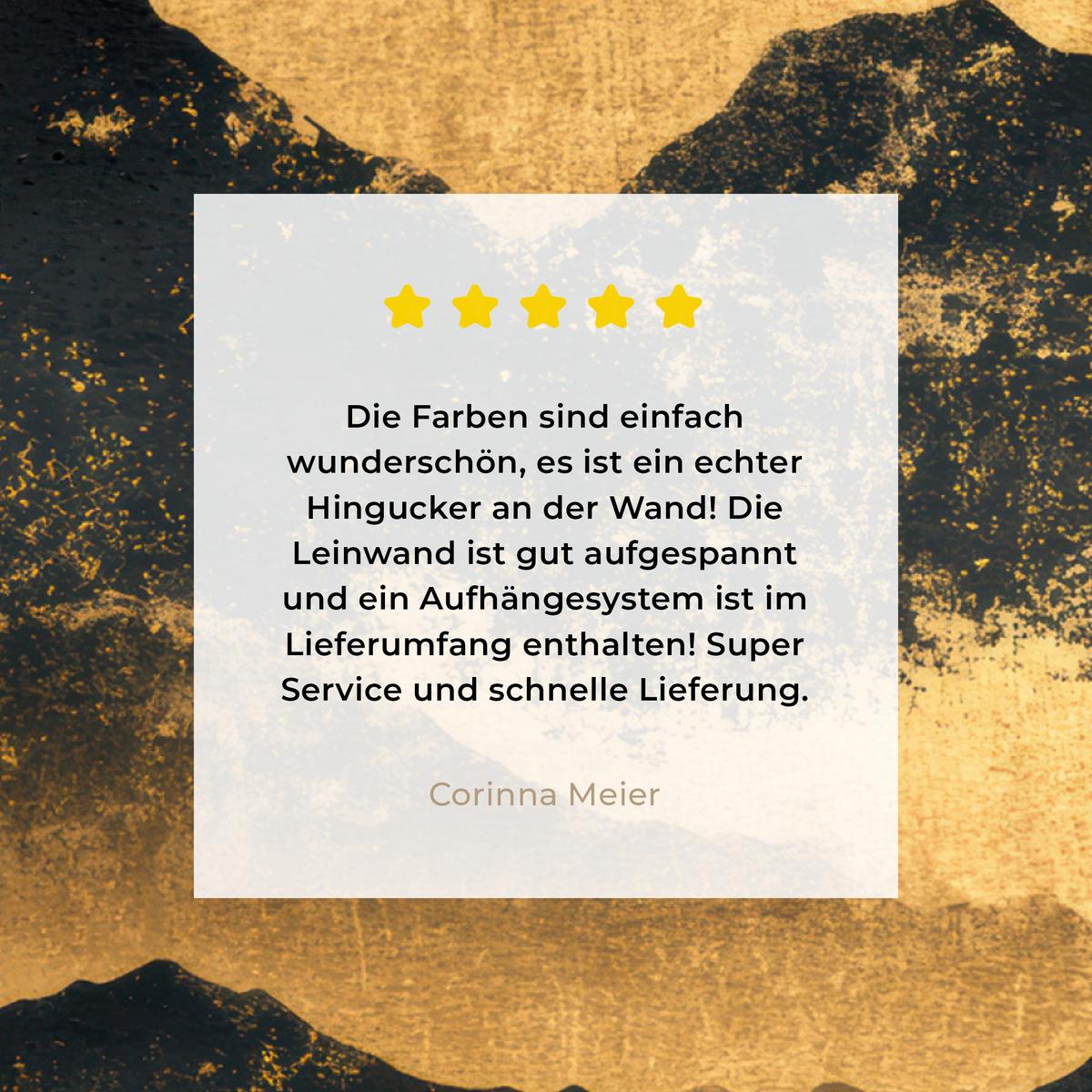 LEINWANDBILD Goldene Berge bei Mondschein Wandbild Wohnzimmer 50x50 cm - Goldfarben, Textil (50/50cm) - MuchoWow