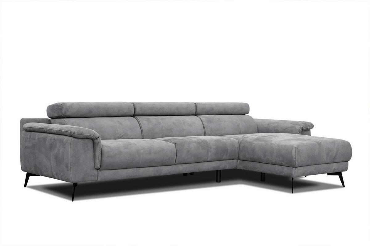 ECKSOFA FIERO 4-Sitzer, grau - Dunkelgrau/Schwarz, Holzwerkstoff/Textil (288/170cm) - Wozimo