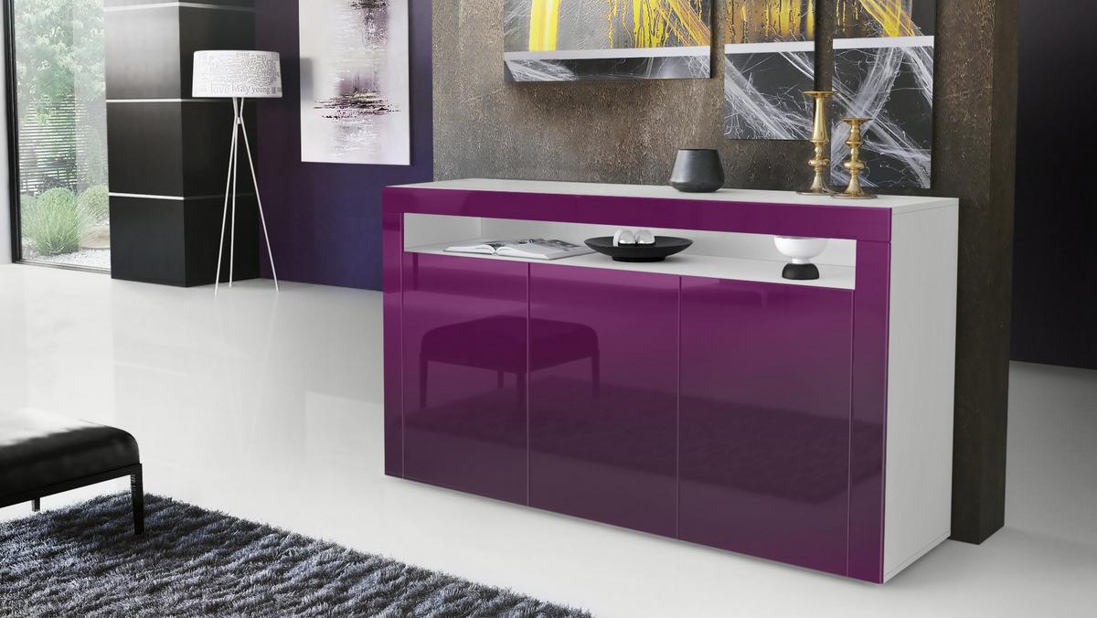 SIDEBOARD Valencia Brombeer Hochglanz / Brombeer Hochglanz - Brombeere, Holzwerkstoff (155/92/40cm) - Vladon