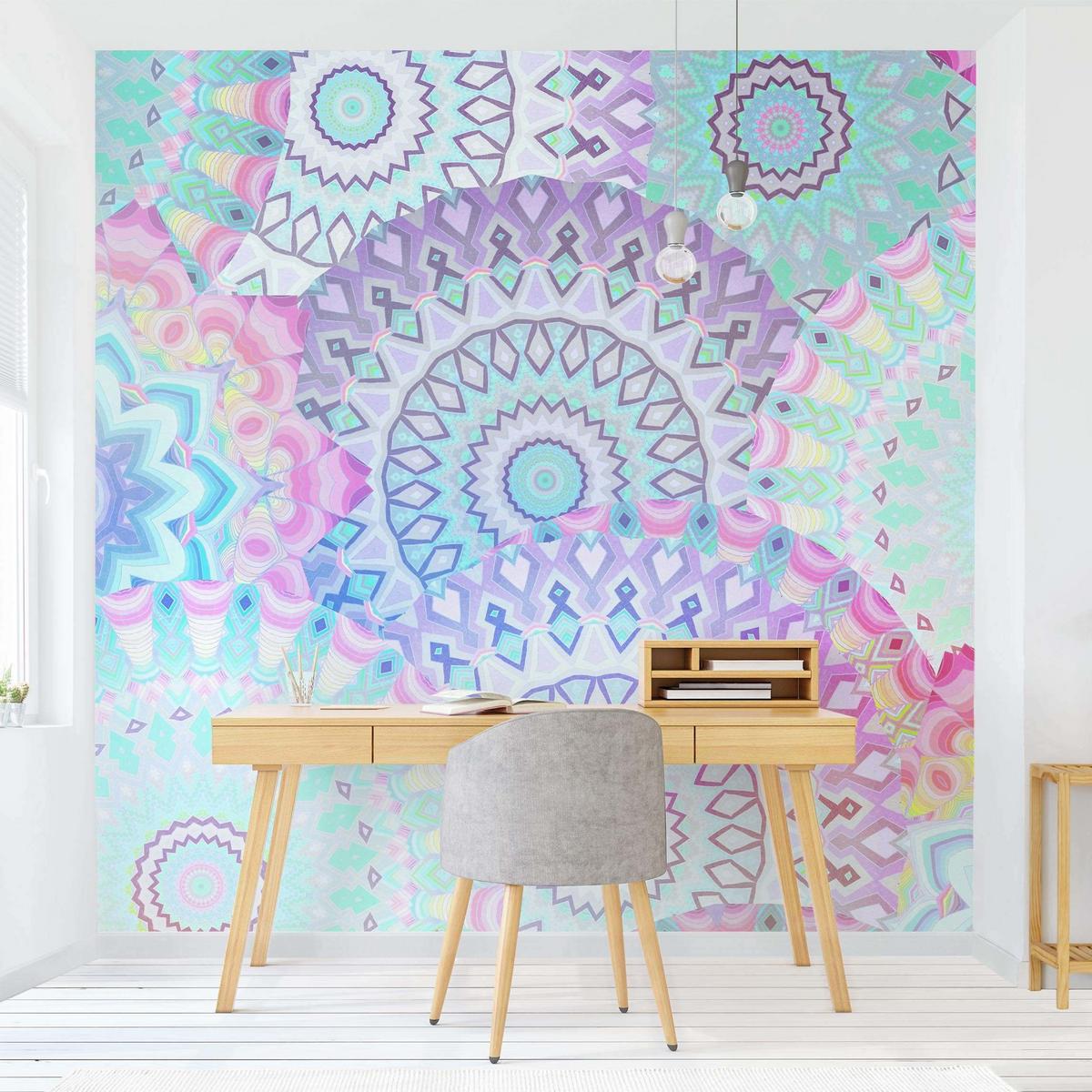 FOTOTAPETE Sommerträume Mandalas 192/192 cm - Multicolor, Papier (192/192cm) - Bilderwelten