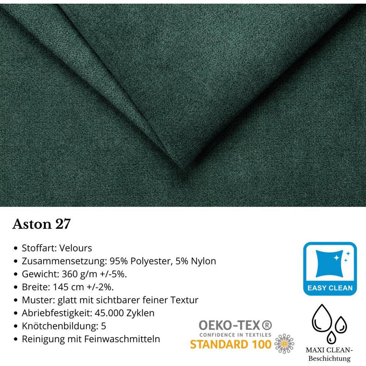 ECKSCHLAFSOFA Draco mit Schlaffunktion, links, Grün - Silberfarben/Grün, Textil/Metall (267/186cm) - Beautysofa