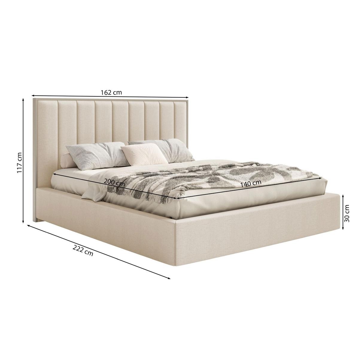 POLSTERBETT Togents Weiß mit Veloursbezug und LED, 140x200 cm - Weiß, Textil (140/200cm) - Selsey