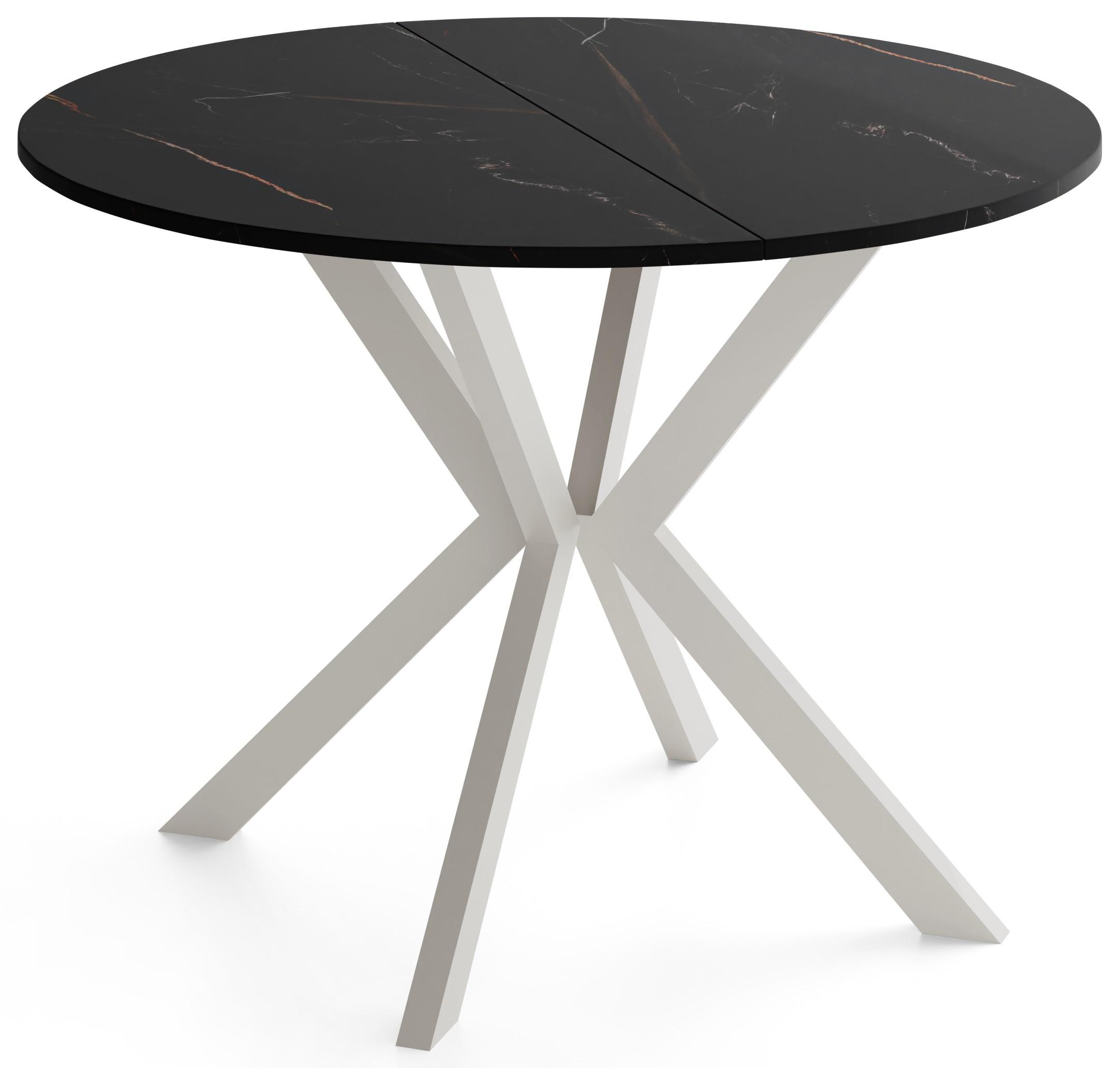 ESSTISCH Valio rund oval ausziehbar verlängerbar mit Metallbeinen in Kaschmir Grau, Schwarz Marmor Kupfer 100-130/100/76 cm - Kaschmir/Beige, Holzwerkstoff/Metall (90/130/76cm) - WFL GROUP
