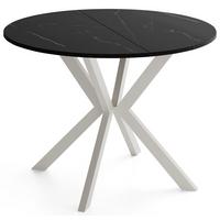 ESSTISCH Valio rund oval ausziehbar verlängerbar mit Metallbeinen in Kaschmir Grau, Schwarz Marmor Kupfer 100-130/100/76 cm - Kaschmir/Beige, Holzwerkstoff/Metall (90/130/76cm) - WFL GROUP