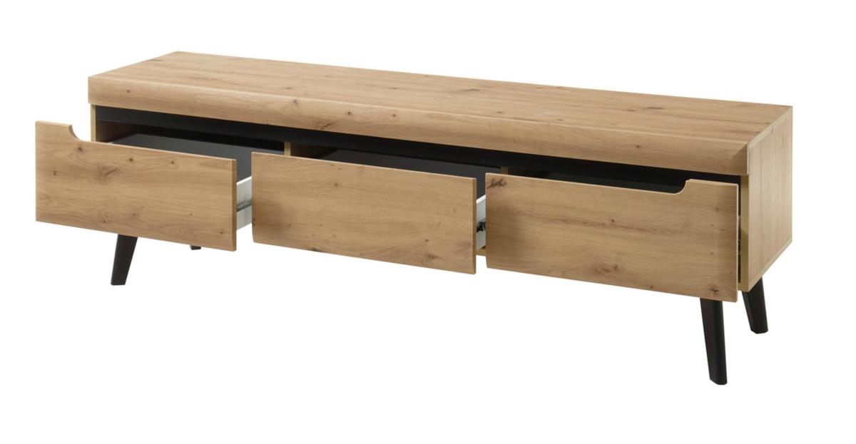 TV-LOWBOARD Artisan Eiche schwarz, TV-Unterteil skandinavisch, 160 x 50 cm - Schwarz/Eiche Artisan, Holzwerkstoff (160/50/40cm) - Furn.Design