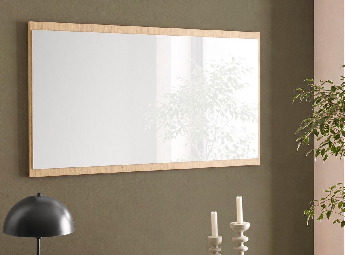 GARDEROBENSPIEGEL Stone Eiche 105 x 58 cm, Wandspiegel rechteckig - Eichefarben, Glas/Holzwerkstoff (105/58/2cm) - Furn.Design