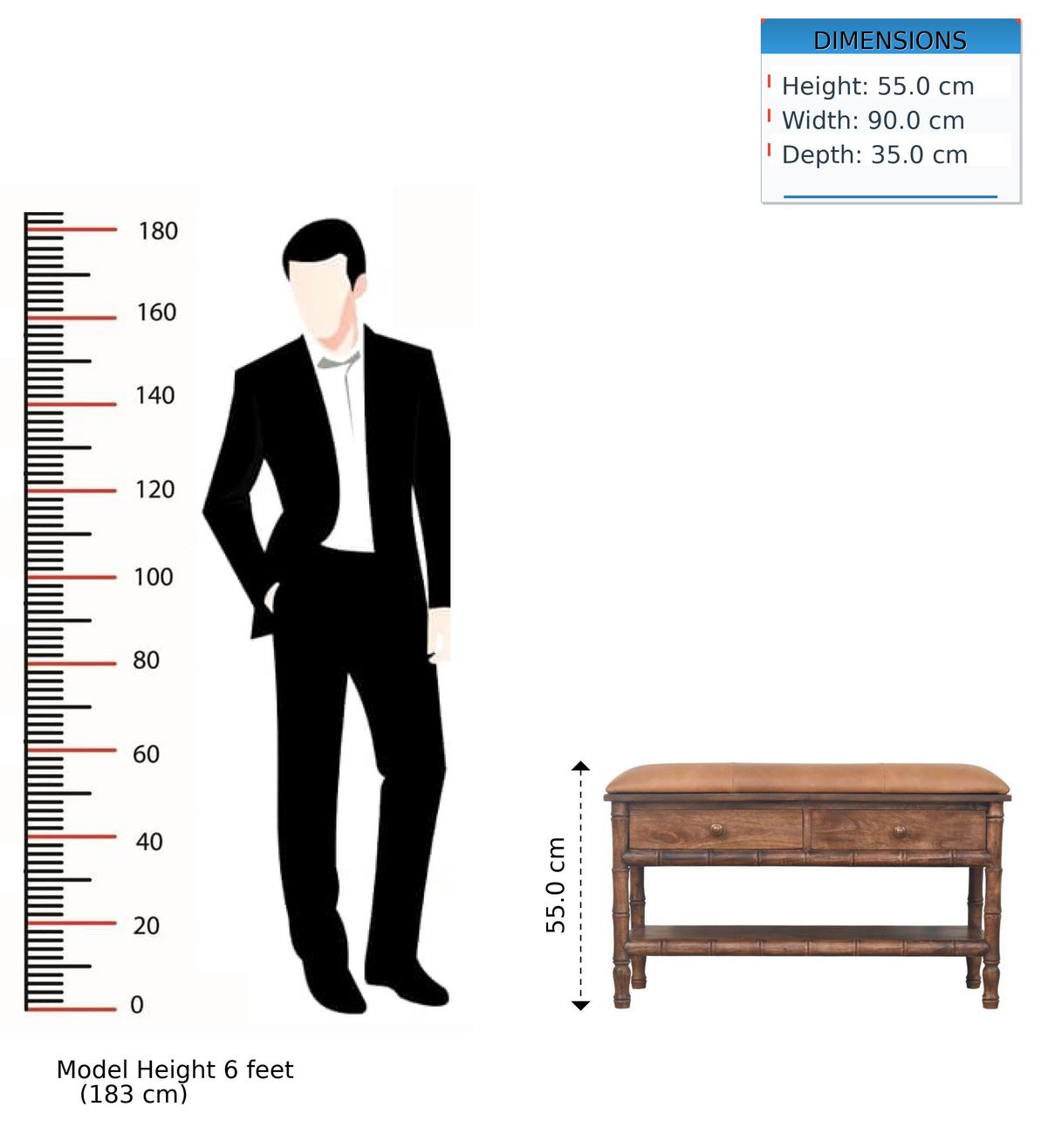 AUFBEWAHRUNGSMÖBEL Roasted-Almond-Finish, 2 Schubladen, 1 offenes Regal, Braun - Braun, Holz (35/55/90cm) - Artisan Furniture