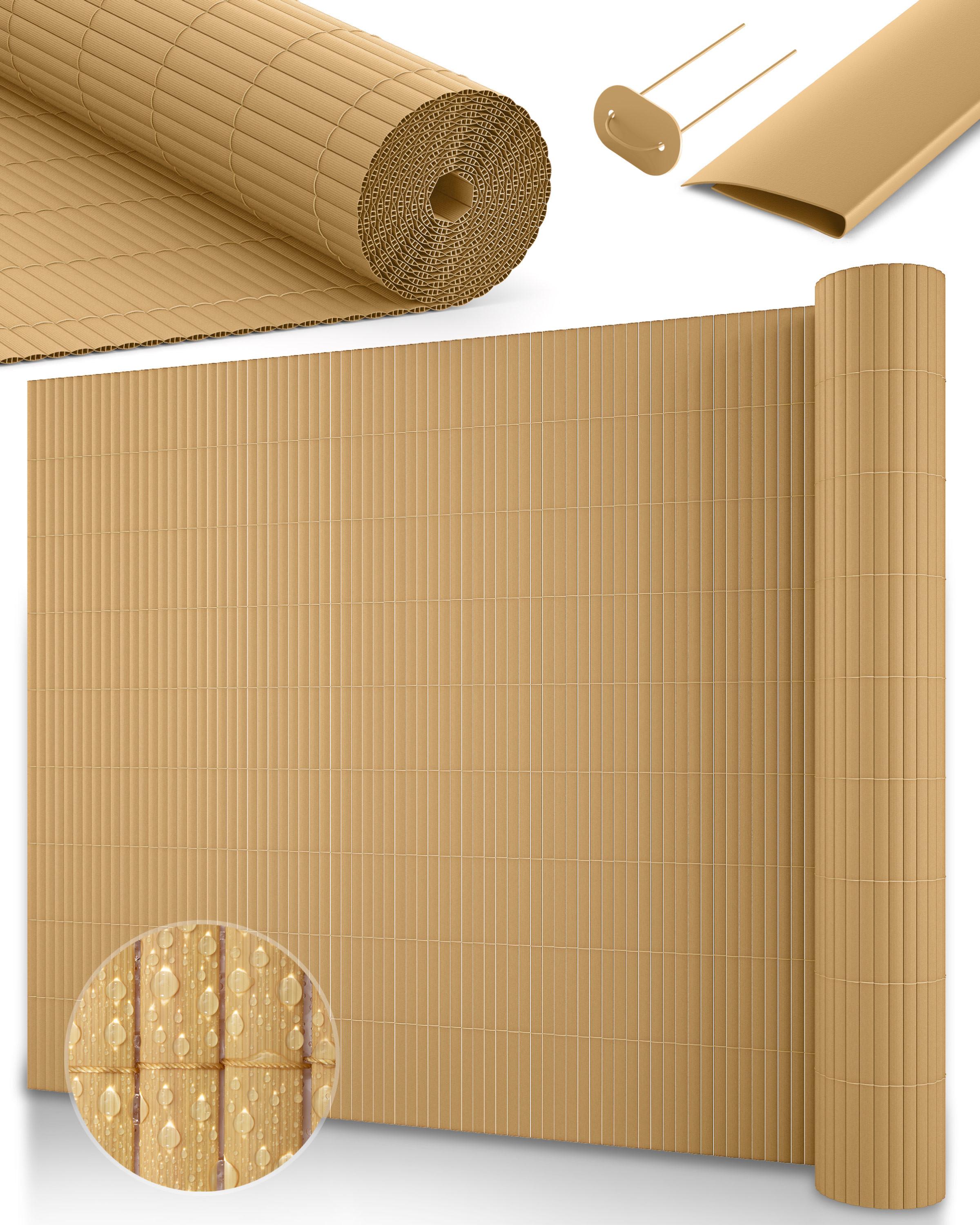 SICHTSCHUTZZAUN SolVision P12 100x500cm PVC Bambus - Naturfarben, Kunststoff (500cm) - Sol Royal