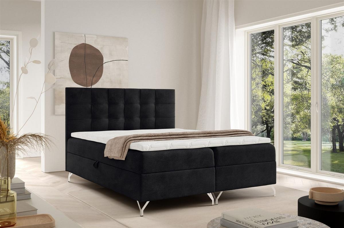 BOXBETT Candela - Schwarz, Holzwerkstoff/Textil (180/200cm) - Fun Möbel