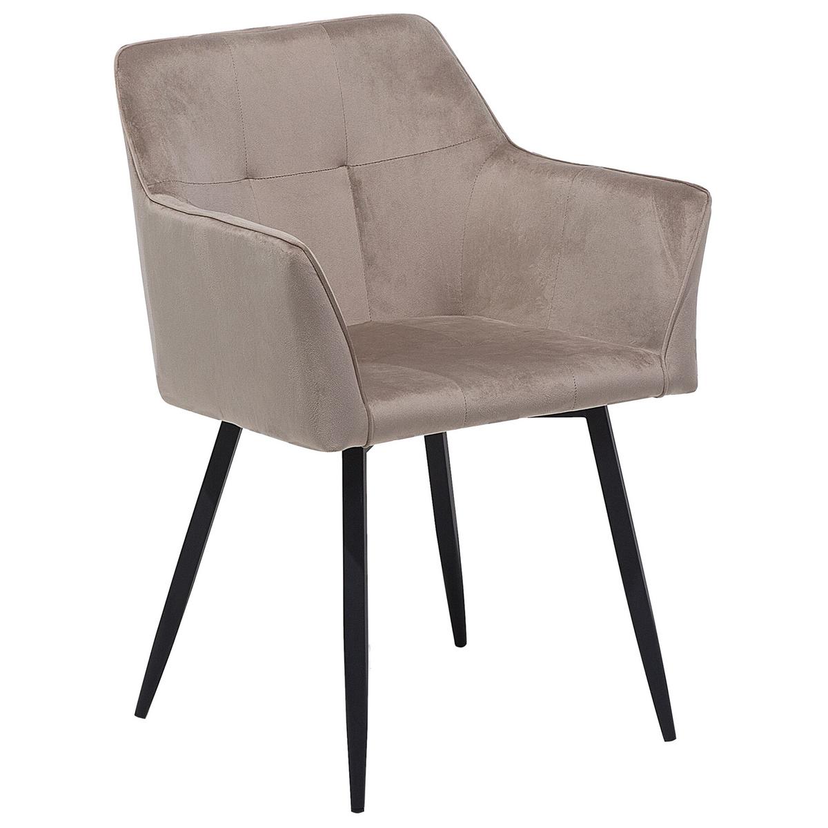 ESSZIMMERSTUHL 2er-Set Samtstoff Beige Jasmin - Beige, Textil/Metall (60/84/49cm) - Beliani