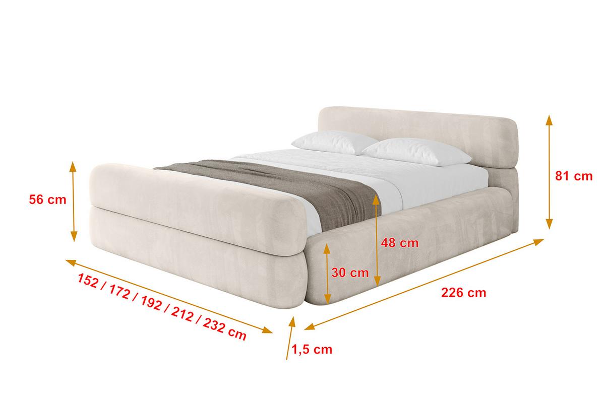 POLSTERBETT mit Bettkasten, Fußteil und Lattenrost, Boxbett mit Matratze H3/H4 - ENORA-Z-V1 180x200 Beige - Beige, Holzwerkstoff/Textil (180/200cm) - ALTDECOR