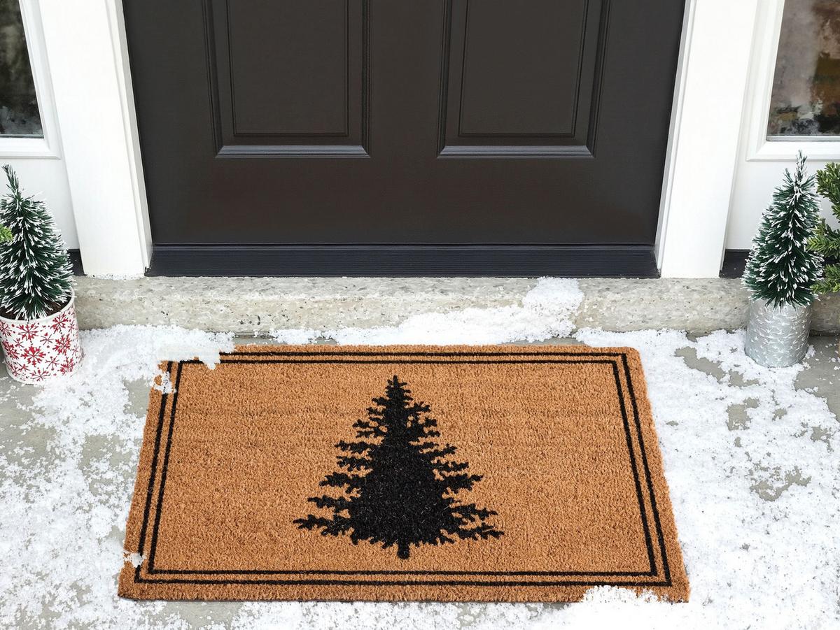 FUSSMATTE Naturfarben 60/90 cm Weihnachtsmotiv Kokosfasern Manapao - Naturfarben, Textil (60/90cm) - Beliani