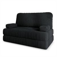BETTSOFA KESTE aus Schaumstoff Bucle-Stoff Schwarz Schlaffunktion - Schwarz, Textil (140/86/60cm) - MASSENO