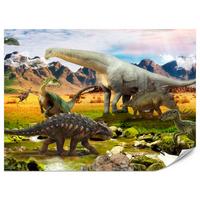 FOTOTAPETE für Kinderzimmer Dinosaurier Berge aus Felsen Bäume 100x70 - Multicolor, Papier (100/70cm) - Muralo