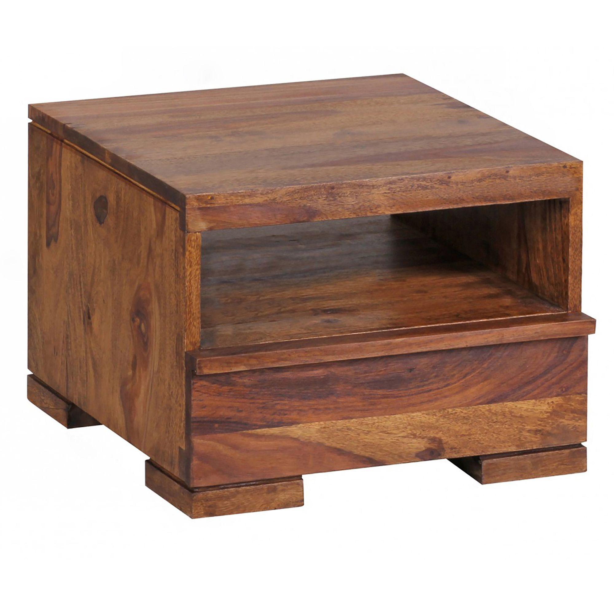 NACHTTISCH Massivholz Schublade Ablage Landhausstil MUMBAI, Dunkelbraun 40x40x30 cm - Dunkelbraun/Braun, Holz (40/30/40cm) - KADIMA DESIGN