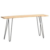 SCHREIBTISCH – Massivholz/Metall, 150x36x75 cm, Baumkante, Haarnadelbeine - Schwarz/Akaziefarben, Holz/Metall (36/150/75cm) - KADIMA DESIGN